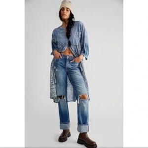 New Free People Oh My Maxi Top Midi Dress Floral Kimono Sz XS - Picture 1 of 14