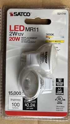 Satco S21741 12V 100 lm. GU4 Clear Soft White MR11 Floodlight LED Bulb 2W 20V - Image 1 of 3