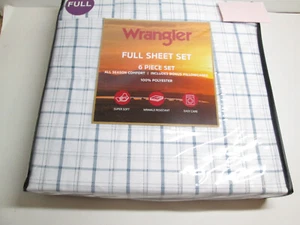 Neu 6-teiliges Set Wrangler komplettes Lakenset Cowboy kariert Vintage Indigo Neu - Bild 1 von 6