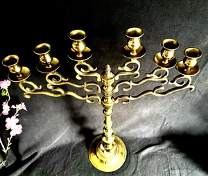 "Candelabro de latón 6 brazos 24,5"" de alto vintage" - Imagen 1 de 20