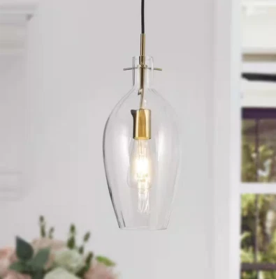 Modern Dome Pendant Light 1-Light Electroplated Brass Pendant Light - Image 1 of 4