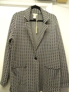 Max Studio Blazer Sz. LG. Black & White Checkered, Black Button Clz, Front Pkts - Picture 1 of 6