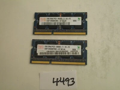 Hynix 2x2Gb=4Gb PC3-8500 1066Mhz DDR3 SO-DIMM Laptop Memory RAM (4493) - Image 1 of 2