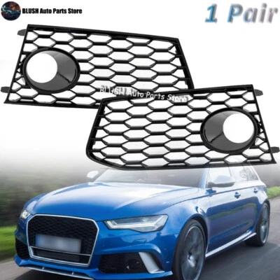 2PCS Front Bumper Fog Light Cover Fog Lamp Grille For Audi RS6 2014-2018 - Image 1 of 4