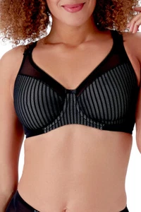 Berlei Bra B541 Beauty Stripe Smoothing Underwired Minimiser Bra Black/Grey - Picture 1 of 8