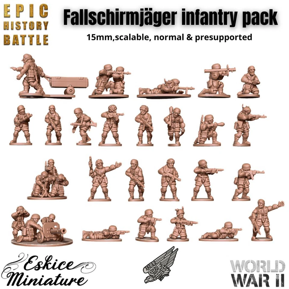 German Fallschirmjäger Infantry Pack - WW2  6mm 10mm 15mm Fow  FFTOWs Historical - Image 1 of 1