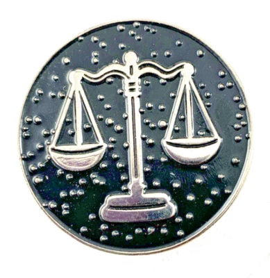 Scales of Justice | Tie Tac/Hat/Lapel Pin | Black Enamel | Lot of 2 | 1" | NOS - Image 1 of 2