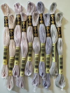 DMC Cotton Embroidery Floss Thread~Lot of 10 Skeins~Pastel Shades - Picture 1 of 3