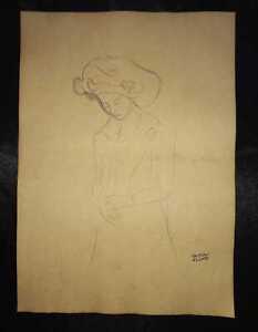 Gustav Klimt Drawing on Paper Signed & stamped Mixed Media