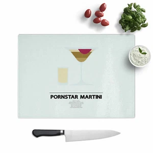 Pornstar Martini Cocktail Chopping Board Glass Textured Cutting Worktop Kitchen - Picture 1 of 5