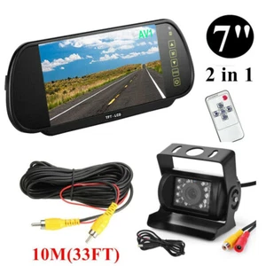 Back Up Camera System IR Night Vision+7" Rear View Monitor Truck/Bus/RV/Van/Car - Picture 1 of 12