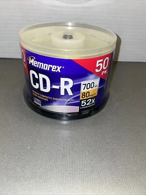 Memorex Recordable CD-R Media 52x 700mb 80min w/spindle 50-pack NEW Sealed - Image 1 of 4