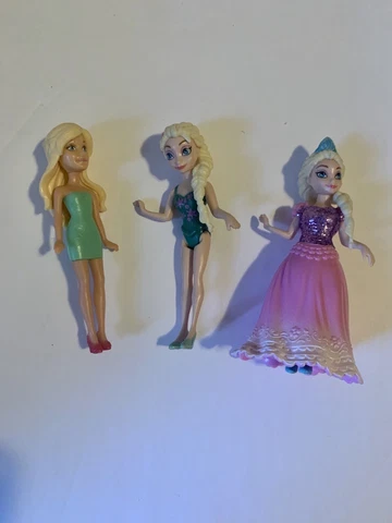 Disney Princess Magic Clip Polly Pocket Dolls Mattel 2009 Mixed Lot Frozen Elsa Cover