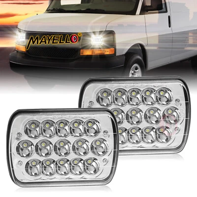 Pair 7X6" 5x7" LED Headlights Hi-Lo For Chevy Express Cargo Van 1500 2500 Astro - Image 1 of 4