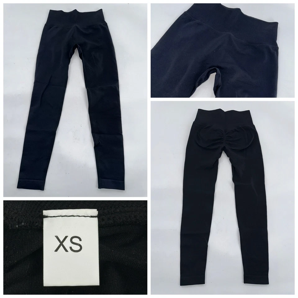 Pantalones legging sin marca para mujer XS negros de nailon liso spandex YGI J4-78 Foto 1 de 4