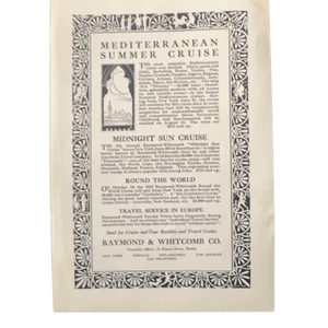 Anuncio de crucero de verano Raymond & Whitcomb 1925 vintage - Imagen 1 de 4