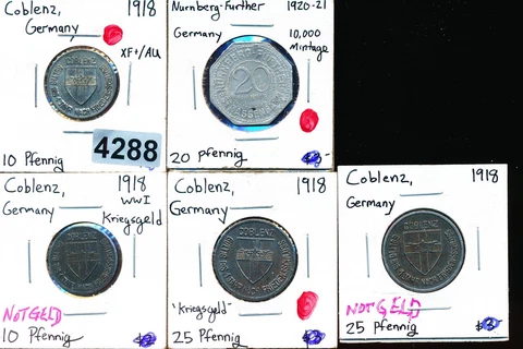 GERMANY NOTGELD - 5 COINS 1918-1921 - #4288 Cover