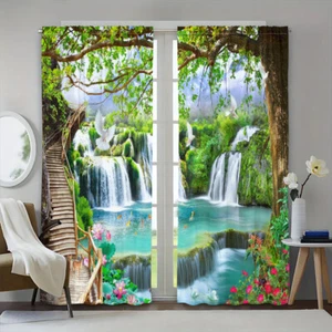2Pcs Nature Landscape Window Curtains For Drapes Bedroom Living Room Kitchen 84' - Picture 1 of 22