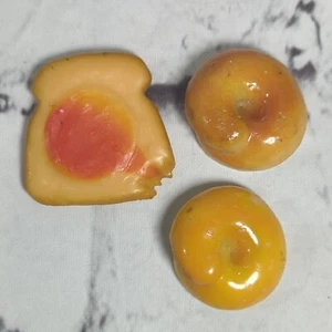 Vintage Food Rubber Refrigerator Fridge Magnet Lot of 3 Toast Donut Bagel  - Picture 1 of 6