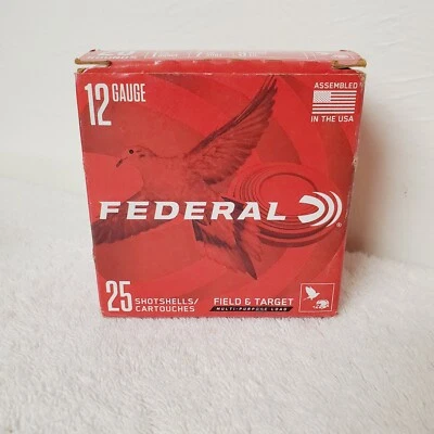 Federal Field & Targe Shotshell 12g Dove Clay MP12-7.5 Collector's Red EMPTY BOX - Image 1 of 4