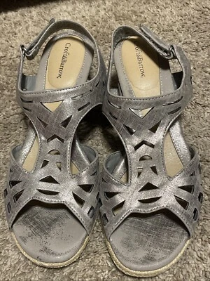 Sandalias de cuña Croft & Barrow para mujer 9 M plateadas Foto 1 de 4