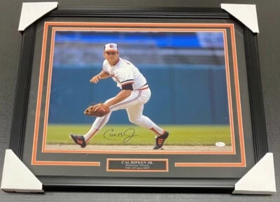 CAL RIPKEN JR SIGNED AUTOGRAPHED BALTMORE ORIOLES FRAMED 16X20 PHOTO JSA COA  - Image 1 of 2