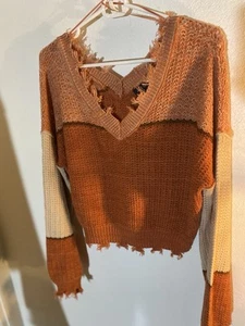 Rue 21 Orange Long Sleeve Sweater  Women’s Med Short - Picture 1 of 9