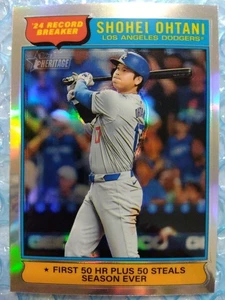 Tarjeta de 50/50 Topps Heritage Chrome Refractor #1 Record Breakers Shohei Ohtani 2025 - Imagen 1 de 3