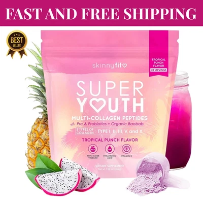 Skinny Fit Super Youth Collagen Peptides SkinnyFit Tropical Punch Flavor US. - Image 1 of 4