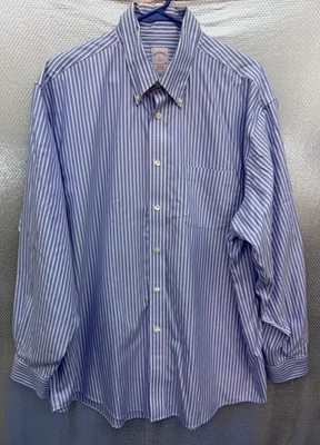 Camisa Brooks Brothers 346 Para Hombre Talla XL Regular Azul Rayas Original Abotonada Foto 1 de 4
