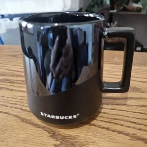 STARBUCKS 2017 MATTE BLACK & MIRRORED CERAMIC COFFEE MUG 14 OZ IRIDESCENT - Picture 1 of 4