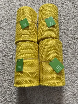 Yellow burlap 5.5” X 15’ Lot Of Four - Image 1 of 4