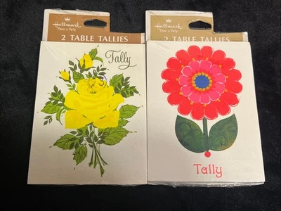 (2) NEW VTG HALLMARK Bridge Tallies 2 Table 8 TALLY Cards Floral Flowers - Image 1 of 4