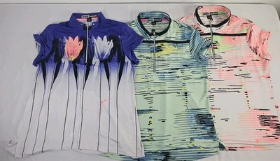 Набор из 3 рубашек для гольфа Jamie Sadock размер L короткий рукав разноцветный топ на молнии 1/4  - Изображение 1 из 4