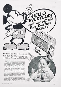 1934 Ad General Foods Post Toasties Corn Flakes Mickey Mouse Cut Outs - Picture 1 of 1