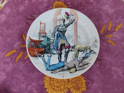 Assiette Polychrome Terre de Fer Faience Creil et Montereau Le Petit Duc N°2 - Photo 1/4