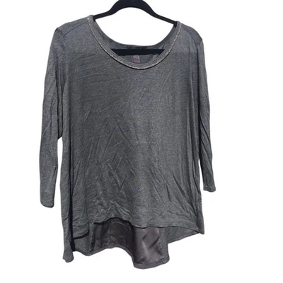 St. John Silk Shirt Size XL 18 Gray Classic Beaded Old Money Holiday Office Work - Image 1 of 4