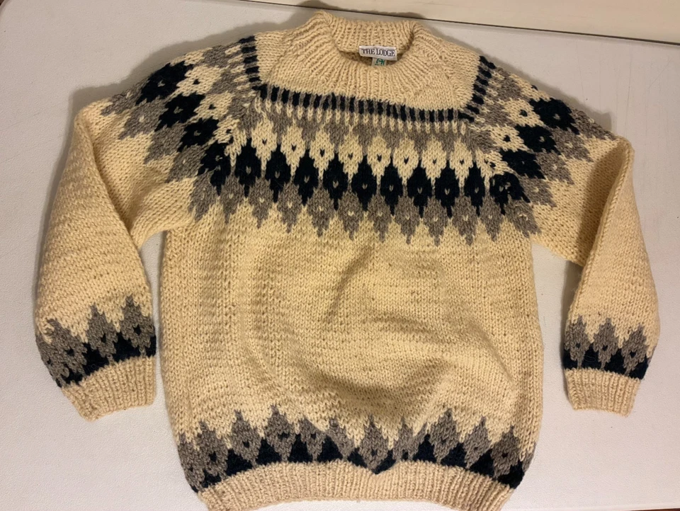 The Lodge Men's Greek Knitwear 100% Wool Sweater Greece Fair Isle Hand Made VTG - Image 1 of 4
