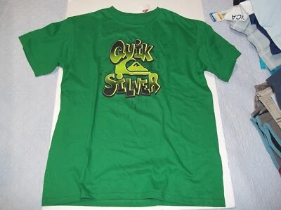 NEW Quiksilver  Short Sleeve green logo t shirt boy youth XL 18 20  100% cotton - Image 1 of 2
