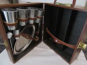Trav-L Bar von Ever-Ware Travel Portable Bar Braun Vintage 4 Gläser 3 Flaschen - Bild 1 von 7