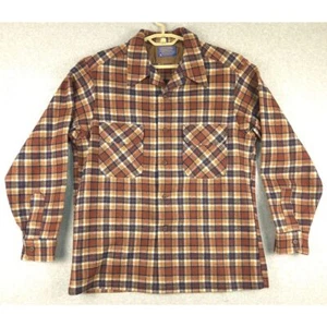 Pendleton camicia da tavola in pura lana vergine marrone con colletto ad anello grande - Foto 1 di 7
