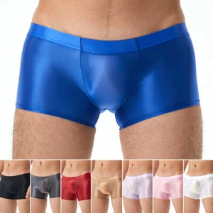Slip boxer da uomo raso lucido raso lucido borsa rigonfiamento mutandine pantaloncini biancheria intima - Foto 1 di 33