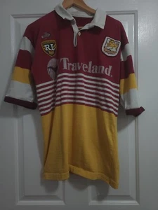 NSW RL Brisbane Broncos Vintage Sport “Traveland” Rugby Jersey Shirt - Picture 1 of 7