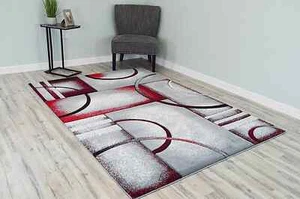 Premium Hand Carved Thick Plush Pile Modern Abstract Contemporary Geometric Rug - Picture 1 of 4