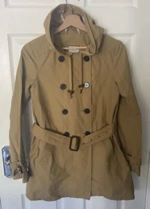 FAT FACE Coat Women's Size UK 8 Mustard Yellow Lightweight Hooded Belt VGC - Picture 1 of 8