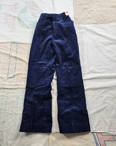 Vintage 1960s 70s Scooter Blue Corduroy Deadstock Flare Leg Pants Youth 22 Waist - Picture 1 of 10