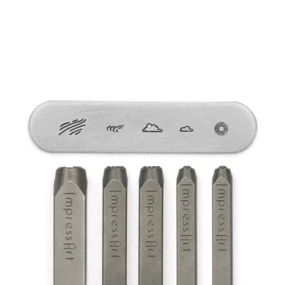 Paquete de 5 estampillas metálicas de firma ImpressArt Scene Building - Sol, nubes, agua Foto 1 de 3