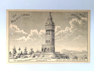 Tarjeta comercial victoriana monumento Greast Garfield eje de mica anuncio EP-007 - Imagen 1 de 3