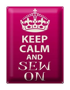 Blechschild Spruch 30x40 cm Keep Calm and sew on Geschenk Deko Schild tin sign - Picture 1 of 5