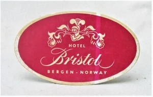 Vintage Kofferaufkleber Hotel Bristol Bergen-Norwegen - Bild 1 von 2
